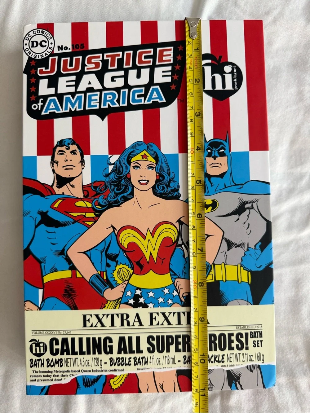 Justice League x Hi Peach Layne NIB Bath Set Bath Bomb Bath Crackle Bubble Bath